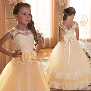 New 2019 Girls'Back Hollow Flower Dress Flower Boy High-end Wedding Dress Elegant Girls' Flower-lace Banquet Dress