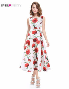 2019 Homecoming Dresses Ever Pretty AS05443 Summer A-line Satin Vestidos Coctel Floral Printed Sleeveless Cheap Short Party Gown