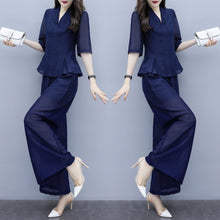 Load image into Gallery viewer, Large Size Stylish Top&amp;pants Set Women&#39;s Summer Suit Fashionable Two Piece Set Ol Ensemble Femme Deux Pieces Conjunto Feminino