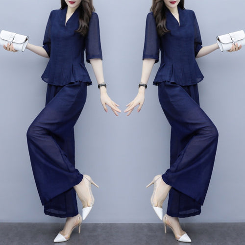 Large Size Stylish Top&pants Set Women's Summer Suit Fashionable Two Piece Set Ol Ensemble Femme Deux Pieces Conjunto Feminino