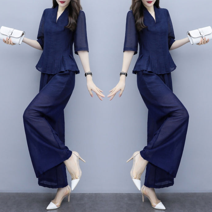 Large Size Stylish Top&pants Set Women's Summer Suit Fashionable Two Piece Set Ol Ensemble Femme Deux Pieces Conjunto Feminino